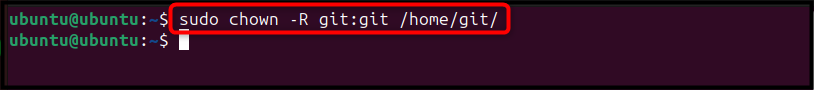 sudo chown -R git:git /home/git/