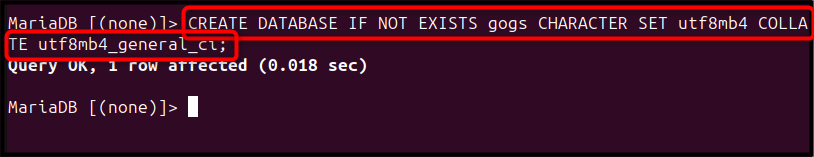 CREATE DATABASE IF NOT EXISTS gogs CHARACTER SET utf8mb4 COLLATE utf8mb4_general_ci;