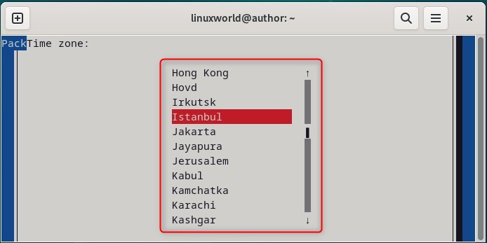 selecting the relevant city according to the desired time zone