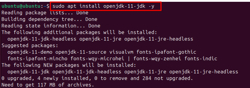 sudo apt install openjdk-11-jdk -y