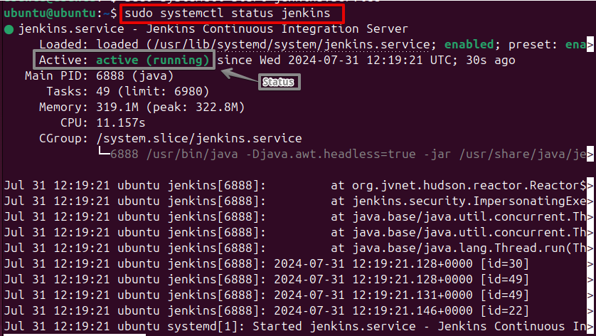 sudo systemctl status jenkins