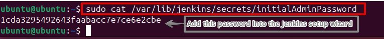 sudo cat /var/lib/jenkins/secrets/initialAdminPassword
