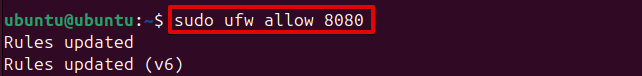 sudo ufw allow 8080