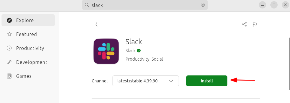 Install Slack on Ubuntu 24.04 through App Center