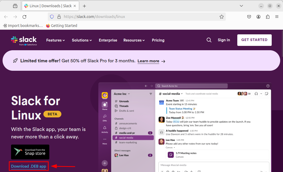 Download Slack from GUI