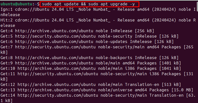 sudo apt update && sudo apt upgrade