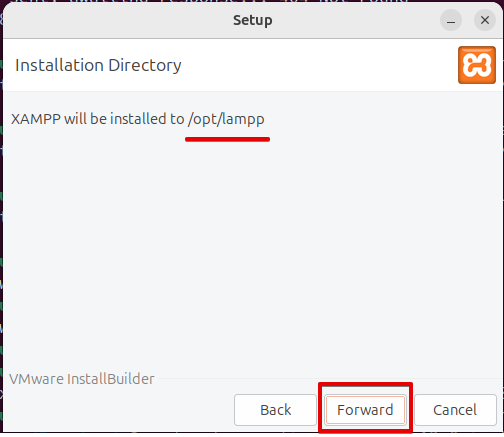 Choose the XAMPP installation directory