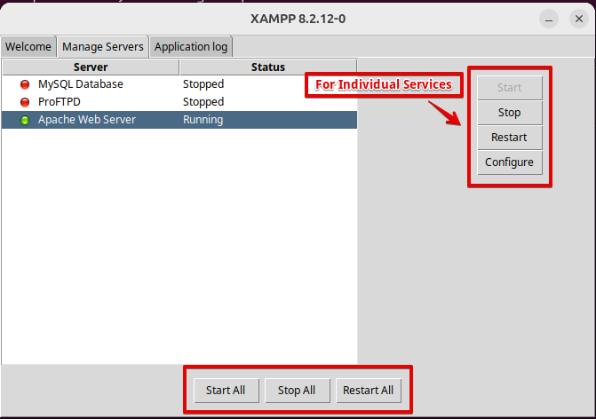 XAMPP control panel