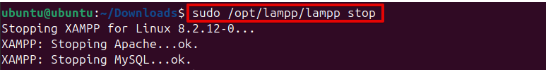 sudo /opt/lampp/lampp stop