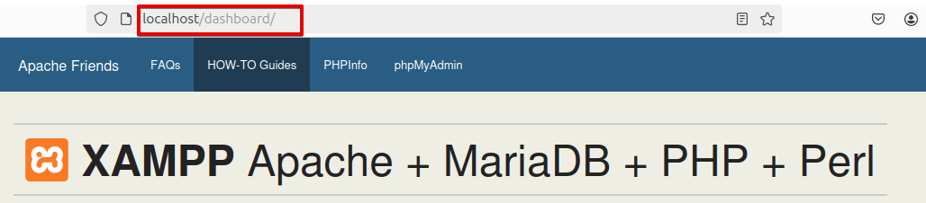 XAMPP dashboard
