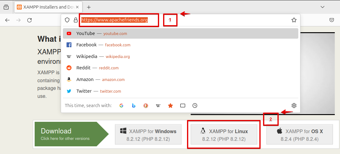 Downloading XAMPP from browser