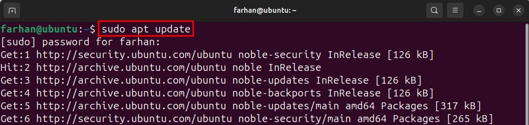 sudo apt update