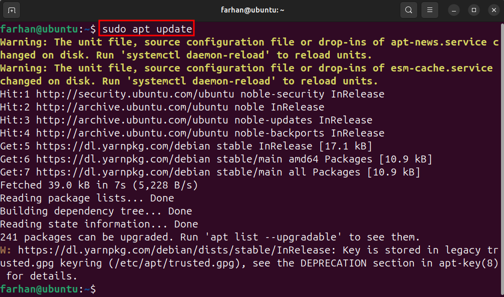 sudo apt update