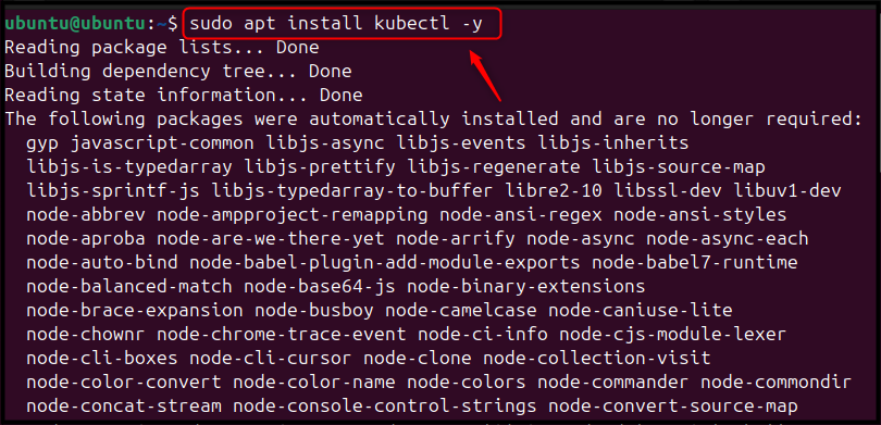 sudo apt install kubectl -y