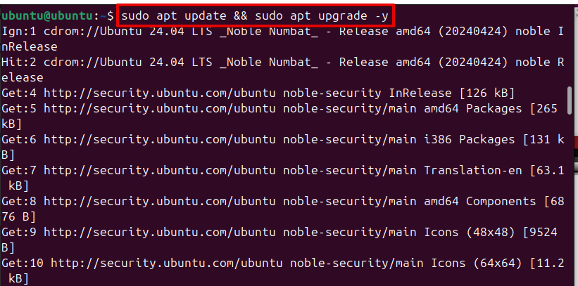 sudo apt update && sudo apt upgrade