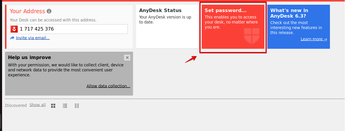 Set password on AnyDesk