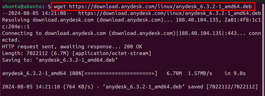 Downloading AnyDesk from terminal