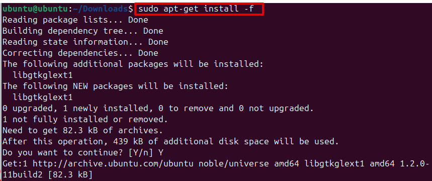 sudo apt-get install -f