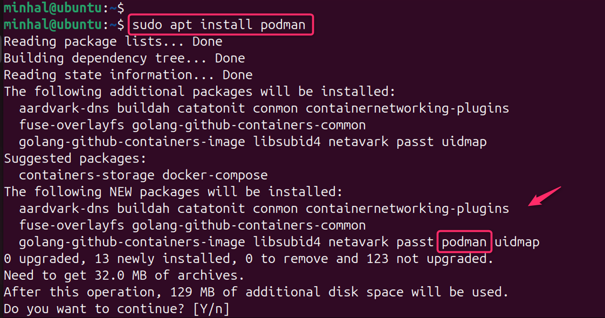 sudo apt install podman