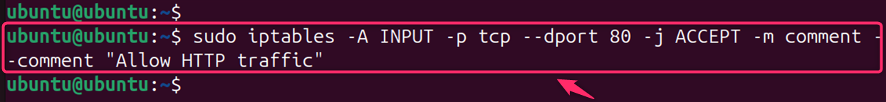 commenting iptable rule