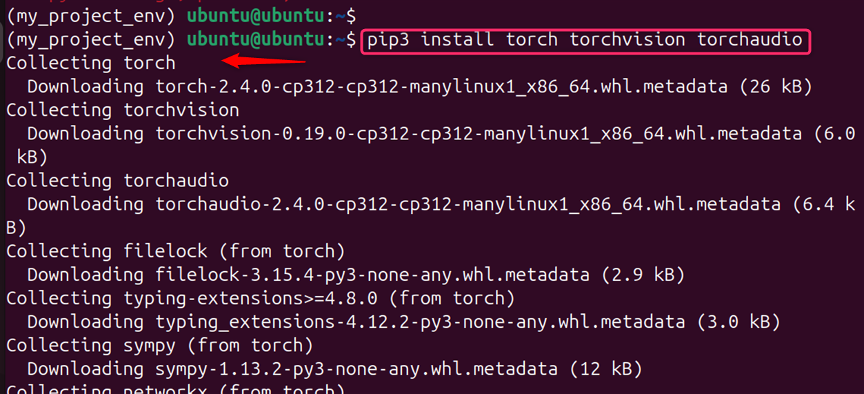 pip3 install torch torchvision torchaudio