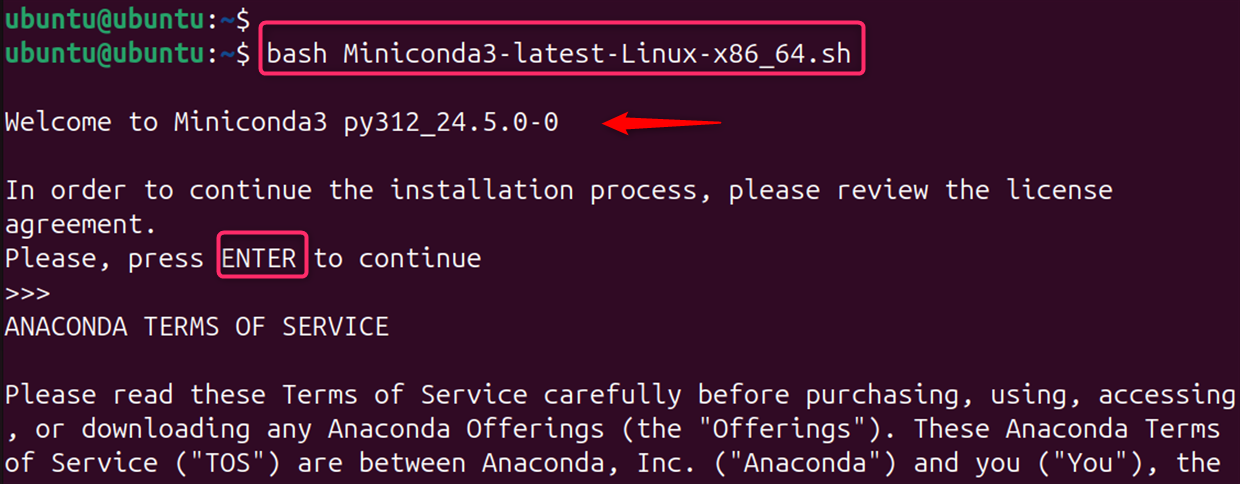 bash Miniconda3-latest-Linux-x86_64.sh