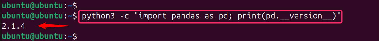 python3 -c "import pandas as pd; print(pd.__version__)"