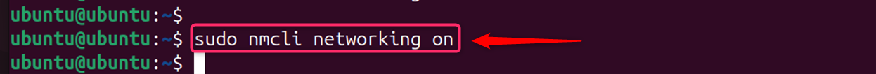 sudo nmcli networking on