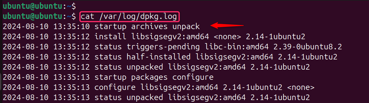 cat /var/log/dpkg.log