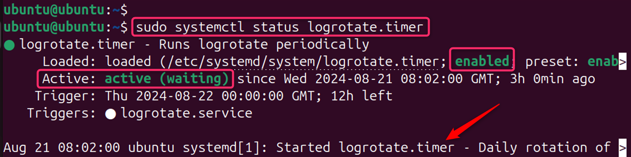 sudo systemctl status logrotate.timer