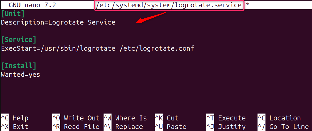 sudo nano /etc/systemd/system/logrotate.timer