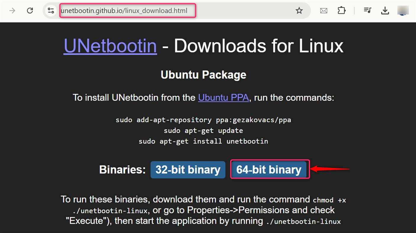 Download Unetbootin from website