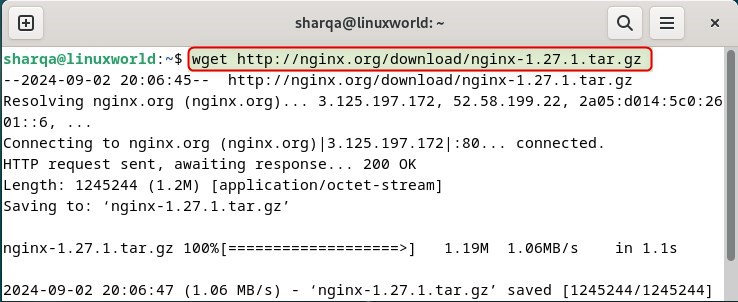 Downloading the latest Nginx source code on Debian 12