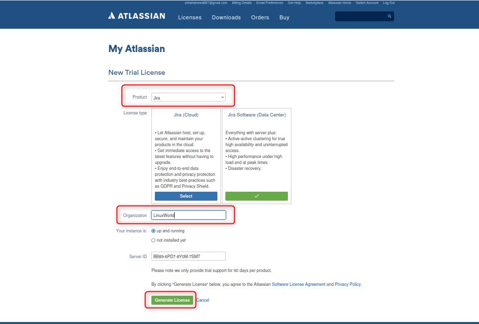 Generating the Jira License