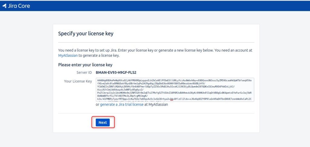 Providing License Key