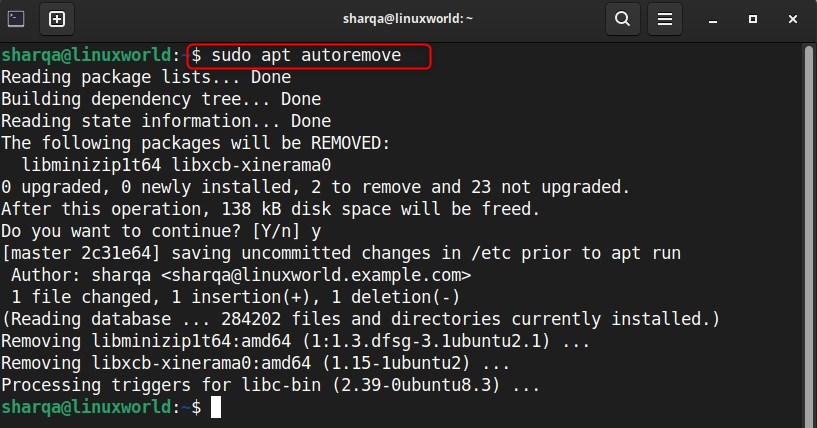 autoremoving package using apt