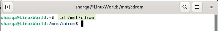 navigating to the slash-mnt-slash-cdrom directory